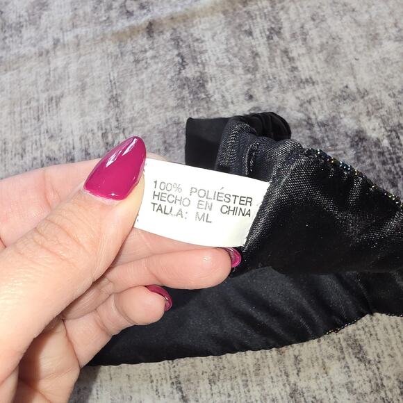 Sequin Beaded Stretch Belt Womens M/L Black Iridescent Snap Waist Evening - Picture 6 of 11